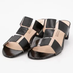 XAVIER DANAUD Mules naplak cuir avec découpes transparentes Femme NOIR Hot