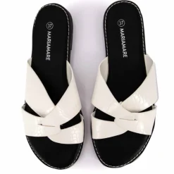 MARIAMARE Mules plates à brides croisées Femme BLANC Discount