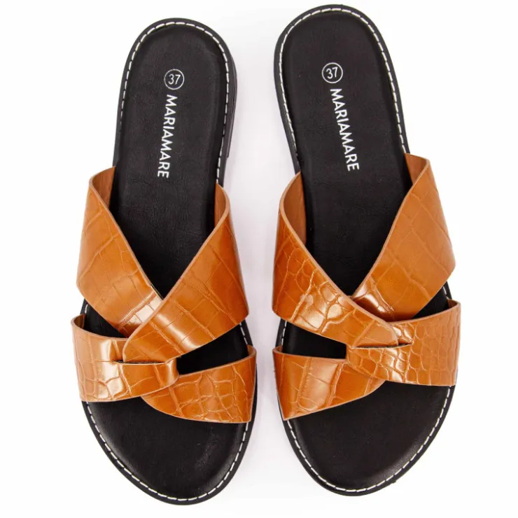 MARIAMARE Mules plates à brides croisées Femme MARRON Outlet