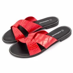 MARIAMARE Mules plates à brides croisées Femme ROUGE New