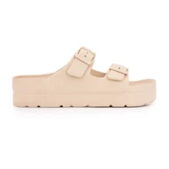 LOVETT Mules plates à double bride Femme BEIGE New