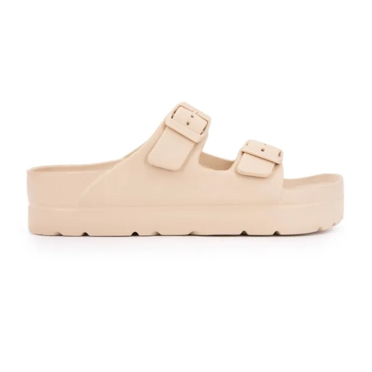 LOVETT Mules plates à double bride Femme BEIGE New