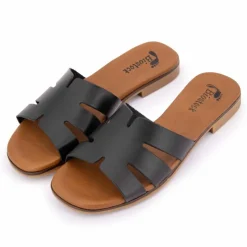 BIOSTOCK Mules plates en cuir Femme NOIR Hot