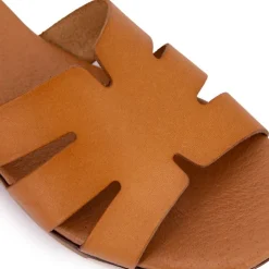 BIOSTOCK Mules plates en cuir Femme MARRON Sale