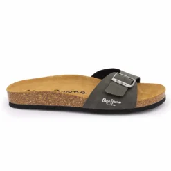 PEPE JEANS Mules plates uni logo Homme KAKI