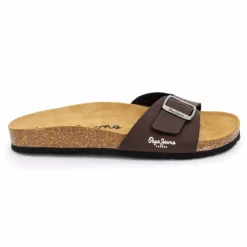PEPE JEANS Mules plates uni logo Homme BRONZE