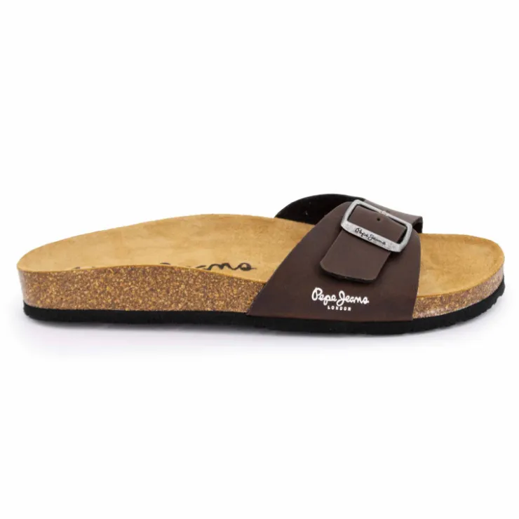 PEPE JEANS Mules plates uni logo Homme BRONZE