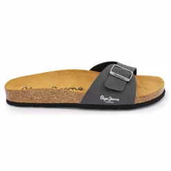 PEPE JEANS Mules plates uni logo Homme GRIS FONCE Sale