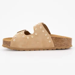 I AM Mules semelle épaisse avec clous gold Femme BEIGE Sale