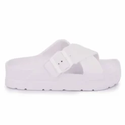 LOVETT Mules semelle épaisse crantée et double bride croisée Femme BLANC Online