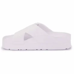 LOVETT Mules semelle épaisse crantée et double bride croisée Femme BLANC Online