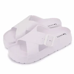 LOVETT Mules semelle épaisse crantée et double bride croisée Femme BLANC Online
