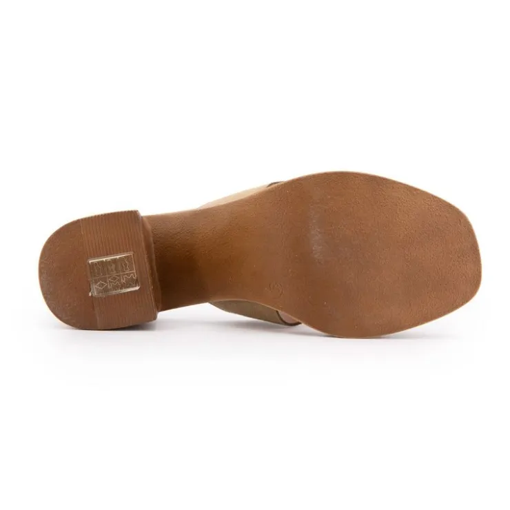 CARLA TORTOSA Mules serraje à talon plateforme Femme BEIGE New