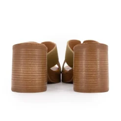 CARLA TORTOSA Mules serraje à talon plateforme Femme KAKI Discount