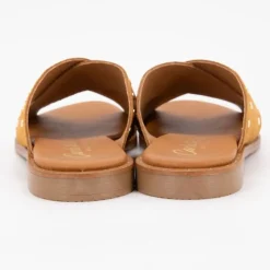 CARLA TORTOSA Mules setter cuir à clous dorés Femme MARRON New