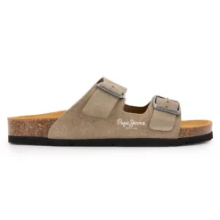PEPE JEANS Mules suédine taupe double bride Femme BEIGE