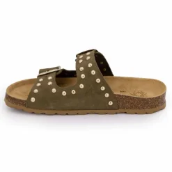 I AM Mules suede boucle effet clou Femme KAKI Sale