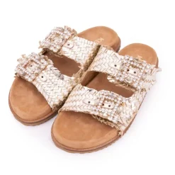 KEYS Mules tissées double bride platino Femme OR Hot