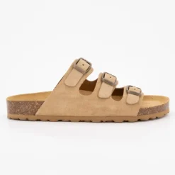 I AM Mules triple boucle cuir couleur kaki Femme BEIGE Outlet