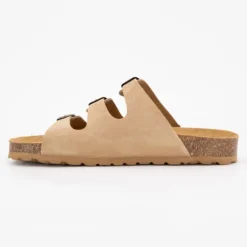 I AM Mules triple boucle cuir couleur kaki Femme BEIGE Outlet