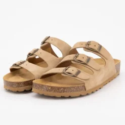 I AM Mules triple boucle cuir couleur kaki Femme BEIGE Outlet