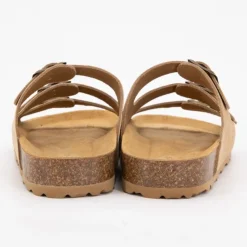 I AM Mules triple boucle cuir couleur kaki Femme BEIGE Outlet