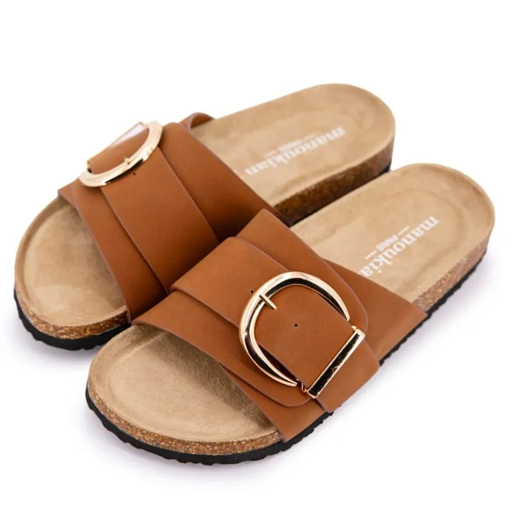 MANOUKIAN Mules une bride à boucle Femme MARRON CLAIR