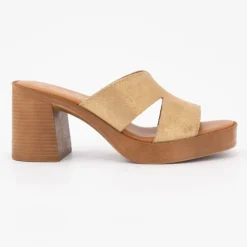 CARLA TORTOSA Mules talons carrés beal gold Femme OR Outlet