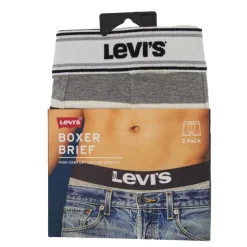 LEVI'S Pack 2 boxers coton stretch confort et noir Homme GRIS Hot