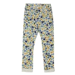 PLEASE Pantalon à fleurs avec ourlets Femme BLEU Clearance