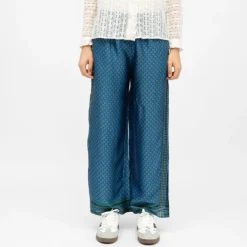 LA PETITE ETOILE Pantalon à motif penny effet satin regular Femme BLEU New