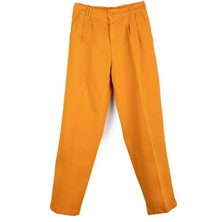 HAPPY Pantalon à pinces en toile Femme JAUNE Hot
