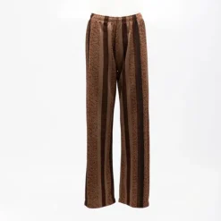 IMPERIAL Pantalon à rayures fils métalliques doré Femme MARRON New