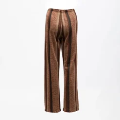 IMPERIAL Pantalon à rayures fils métalliques doré Femme MARRON New