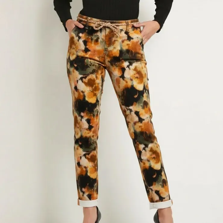 PLEASE Pantalon avec ourlets imprimé avec ceinture corde Femme MULTICOLORE New