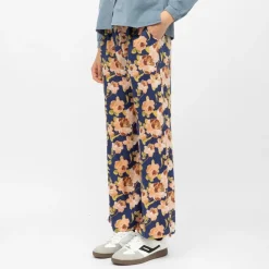 LA PETITE ETOILE Pantalon fluide retro pozo à fleurs Femme BLEU Sale