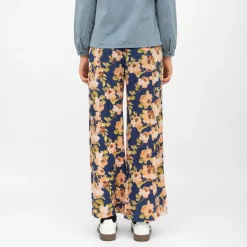 LA PETITE ETOILE Pantalon fluide retro pozo à fleurs Femme BLEU Sale