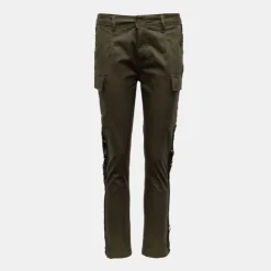PLEASE Pantalon cargo ajusté avec sequins dorés Femme KAKI New