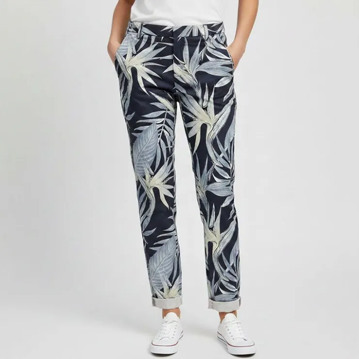 ONLY Pantalon carotte chino biana avec ourlets Femme BLEU FONCE Outlet