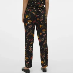 VERO MODA Pantalon carotte imprimé à fleurs colorées Femme NOIR Outlet