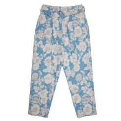 ANTIK BATIK Pantalon carotte peony fleurs blanches Femme BLEU CLAIR
