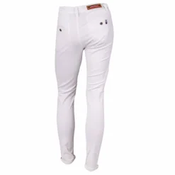 BLAGGIO Pantalon chino coton stretch revers fermeture éclair tenali Homme BLANC Hot