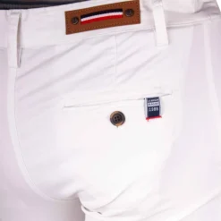 BLAGGIO Pantalon chino coton stretch revers fermeture éclair tenali Homme BLANC Hot