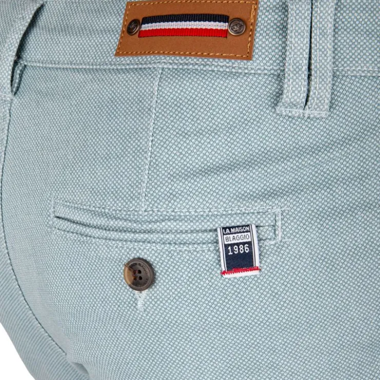BLAGGIO Pantalon chino imprimé coton stretch tamar Homme BLEU CIEL Outlet