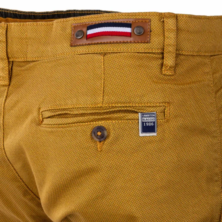 BLAGGIO Pantalon chino imprimé coton stretch tamar Homme JAUNE Best