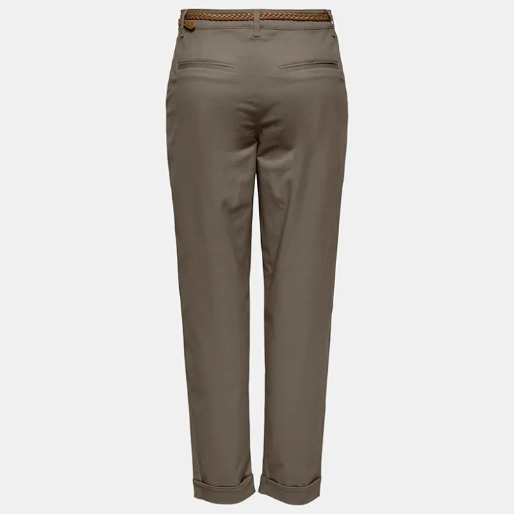 ONLY Pantalon chino sax coupe carotte avec ceinture tressée Femme KAKI Outlet