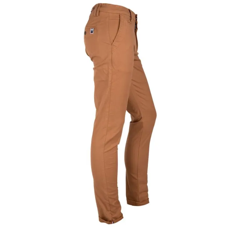 BLAGGIO Pantalon chino uni toscane Homme MARRON Hot