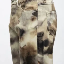 PLEASE Pantalon coton imprimé aquarelle Femme BEIGE Sale