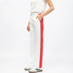 LA PETITE ETOILE Pantalon de tailleur regular bandes avec liserés paige Femme BLANC Outlet