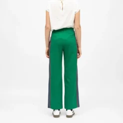 LA PETITE ETOILE Pantalon de tailleur regular bandes avec liserés paige Femme VERT New